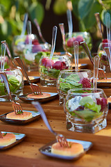 Image showing Meat and fish appetizers in a restaurant