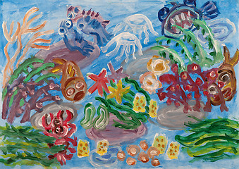 Image showing Underwater world abstract painting