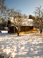 Image showing wooden house in the winter.