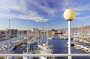 Image showing Sailboats in harbour