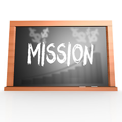 Image showing Black board with mission word