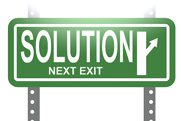 Image showing Solution green sign board isolated