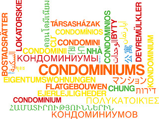 Image showing Condominiums multilanguage wordcloud background concept