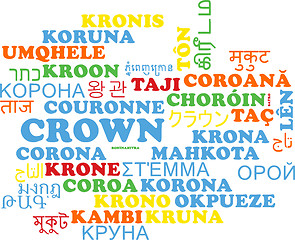 Image showing Crown multilanguage wordcloud background concept