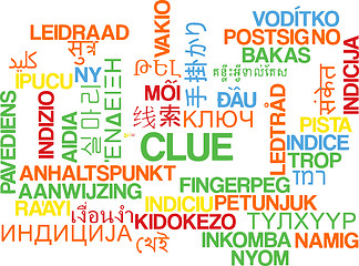 Image showing Clue multilanguage wordcloud background concept