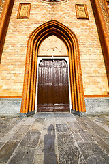 Image showing  lombardy    in  the   cortese   old   church  closed brick towe