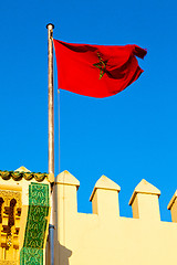 Image showing tunisia  waving flag in the blue sky    battlements  wave