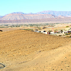 Image showing brown construction  in    valley  morocco  