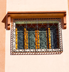 Image showing  window in morocco africa and old construction wal brick histori