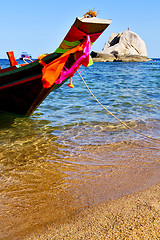 Image showing prow asia in the  kho tao bay isle white  beach    rocks  