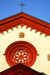 Image showing rose window  italy  lombardy        the barza   old   church  br