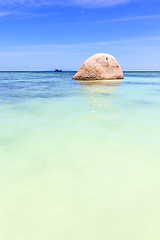 Image showing asia in the  kho tao bay isle white  beach    rocks house boat  