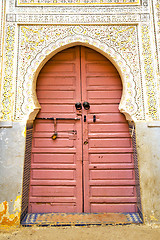 Image showing historical in  antique building door morocco style africa   wood