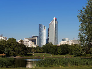 Image showing La Defense Skyscrapers seen from Nanterre Malraux park, Paris 