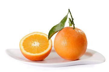 Image showing Fresh Oranges on a  plate