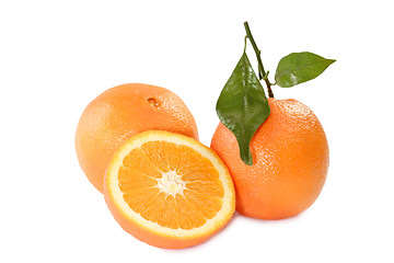 Image showing Orange with leaf