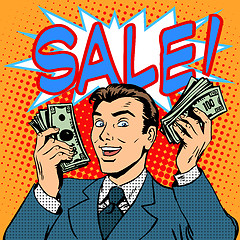 Image showing Sale announcement business concept businessman with money