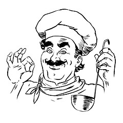 Image showing Professional chef restaurant line art