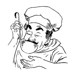 Image showing chef tastes food line art