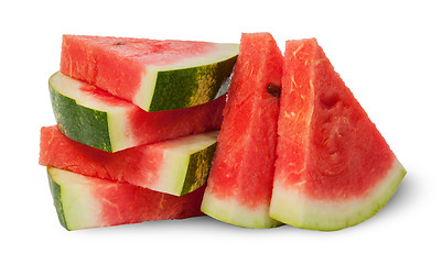 Image showing Stack pieces of watermelon and two near