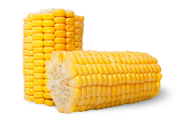 Image showing Two pieces of ripe corn cob