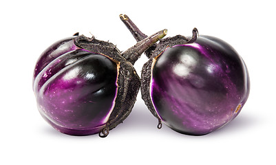 Image showing Two round ripe eggplant