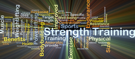 Image showing Strength training background concept glowing