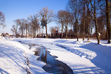 Image showing  wooden buildings winter