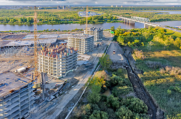 Image showing View on construction site in Tyumen and Tura river