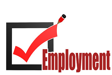 Image showing Check mark with employment word