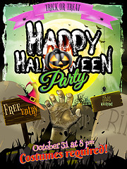 Image showing Halloween Zombie Party Poster. EPS 10