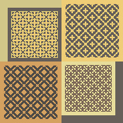 Image showing Set of four seamless patterns. Vintage geometric ornaments. 