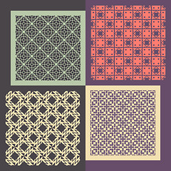 Image showing Set of four seamless patterns. Vintage geometric ornaments. 