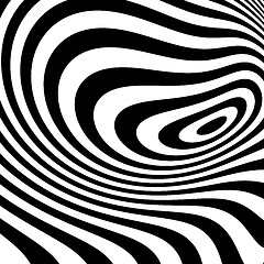 Image showing Black and white abstract striped background. Optical Art. 