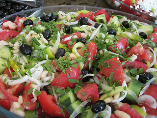 Image showing olive, tomato and onion salad