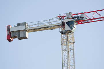 Image showing The counterweight and tower crane operator\'s cab