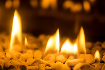 Image showing Closeup of fire flames in a chimney