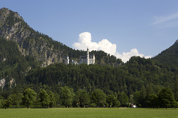 Image showing Panorama of castle Neuschwanstein in the Bavarian Alps