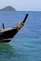 Image showing  boat prow blue lagoon  stone  thailand kho tao bay  