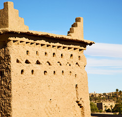 Image showing brown old  construction in africa morocco and red leather near t