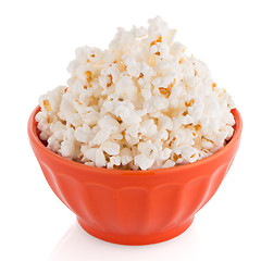 Image showing Popcorn in a orange bowl