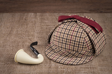 Image showing Sherlock Hat and Tobacco pipe