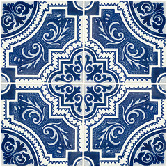 Image showing Traditional Portuguese glazed tiles