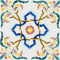 Image showing Traditional Portuguese glazed tiles