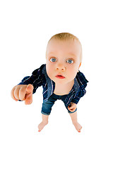Image showing little boy pointing her finger at the camera