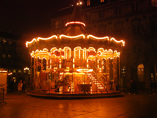 Image showing Merry-go-round in the night