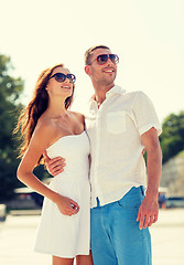 Image showing smiling couple in city