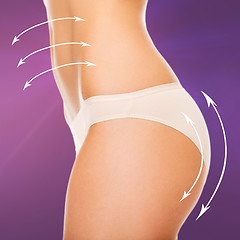 Image showing woman in cotton underwear showing slimming concept