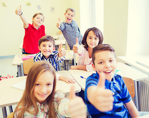 Image showing group of school kids showing thumbs up