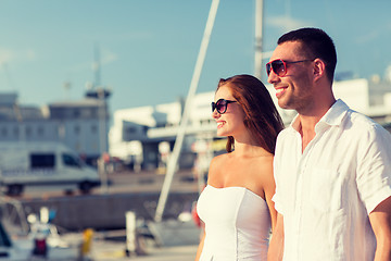 Image showing smiling couple in city